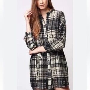 🐠TOPSHOP Plaid Shirt Dress with Tie Front – Black, Gray, Pink Silky Button-Down